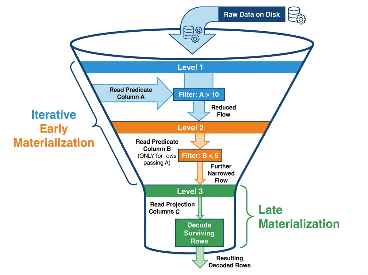 LM-pipelined late materialization pipeline